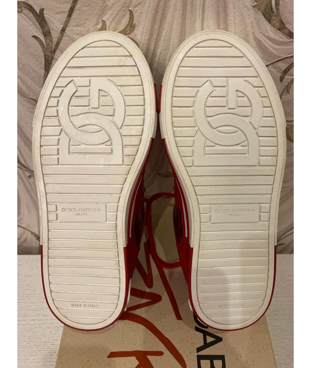 DOLCE&GABBANA Красные низкие кроссовки / кеды из лакированной кожи, фото 5