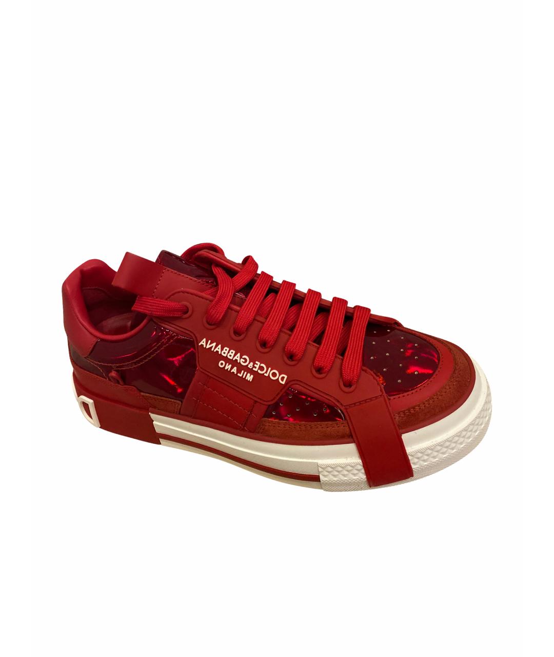 DOLCE&GABBANA Красные низкие кроссовки / кеды из лакированной кожи, фото 1