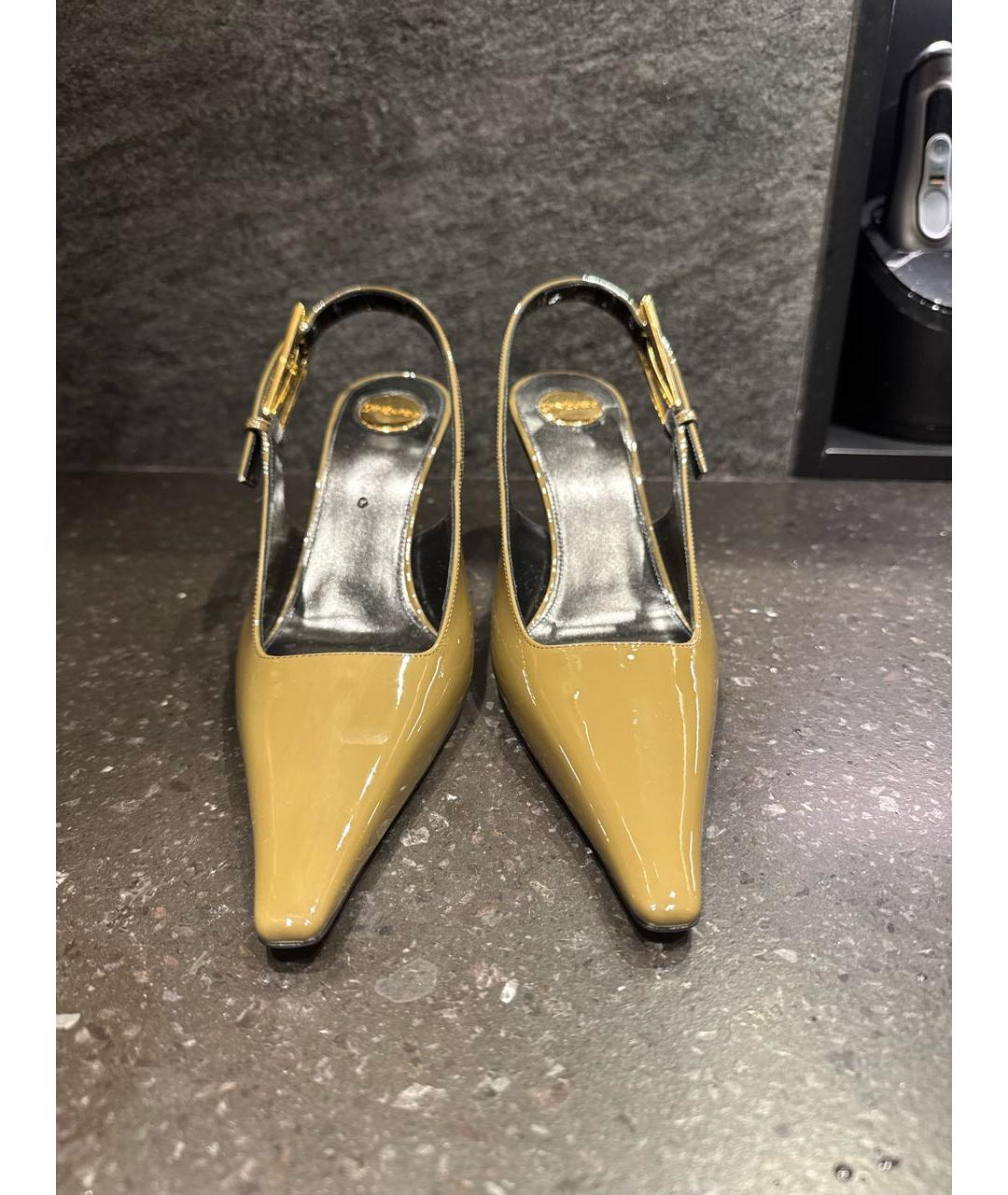 SAINT LAURENT Коричневые туфли из лакированной кожи, фото 2