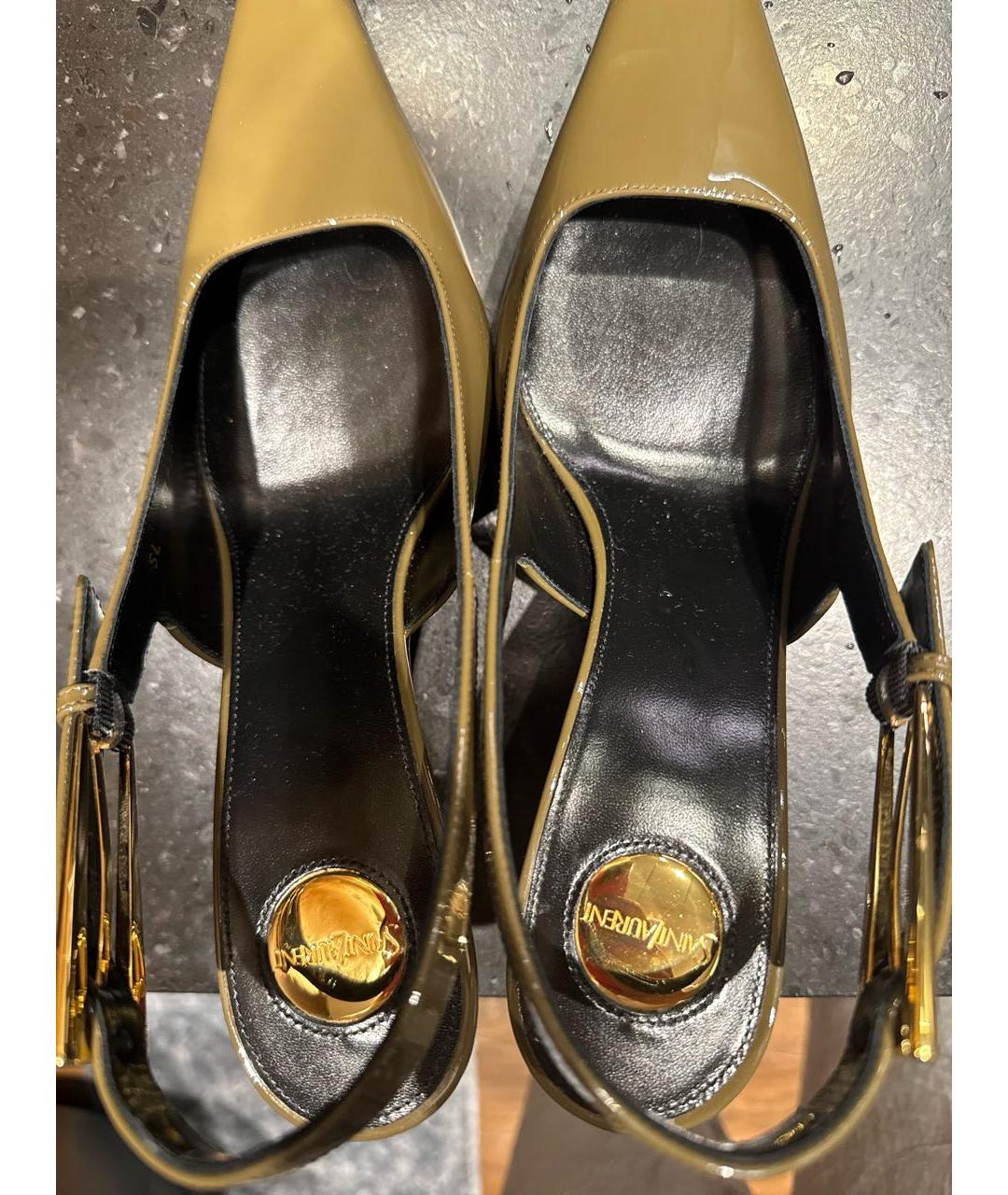 SAINT LAURENT Коричневые туфли из лакированной кожи, фото 4