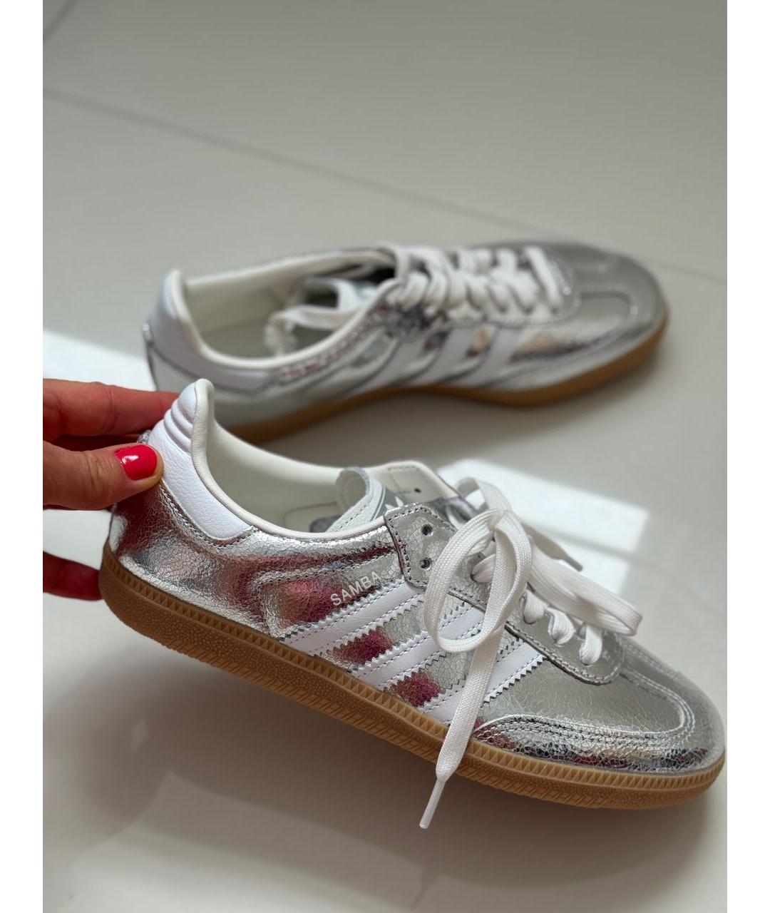 ADIDAS Серебряные кожаные кеды, фото 6