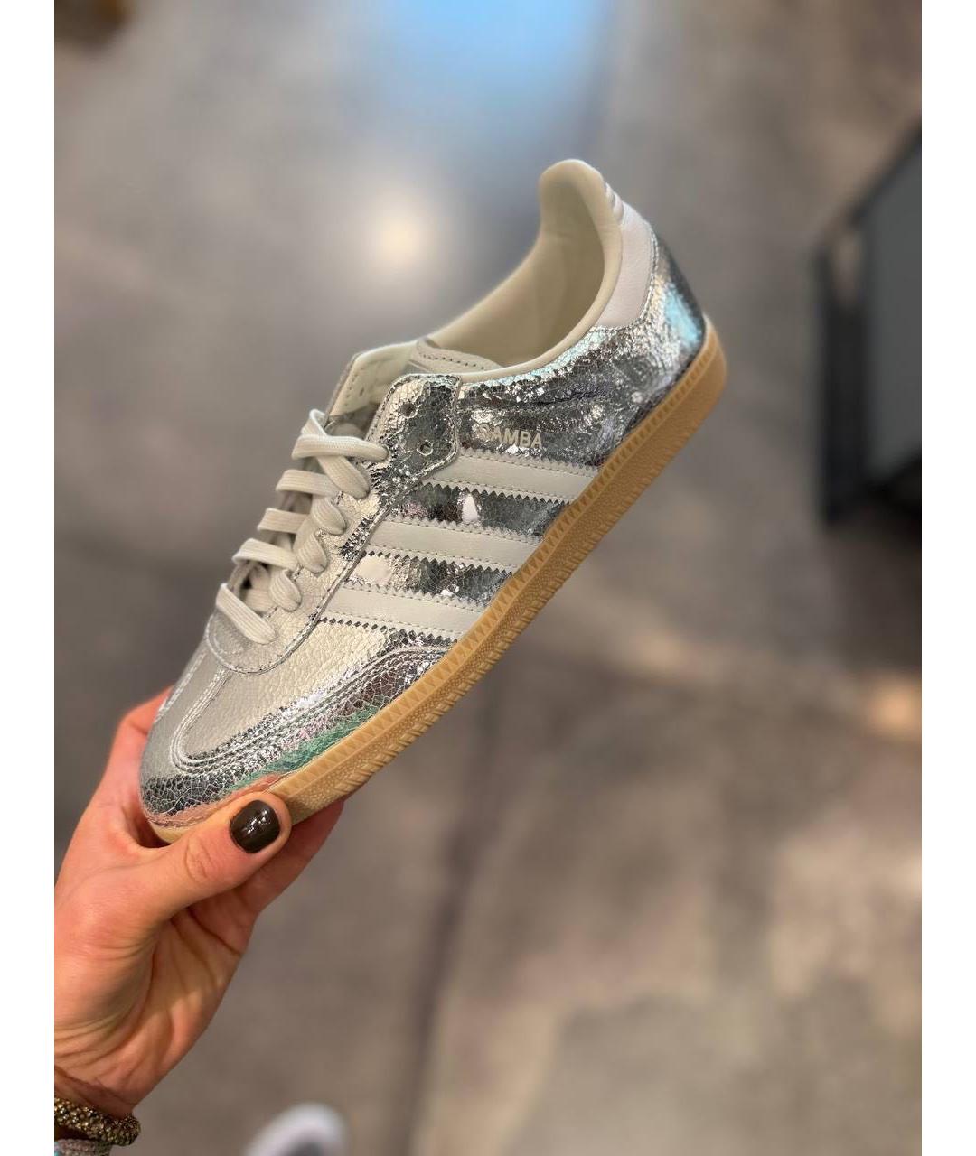ADIDAS Серебряные кожаные кеды, фото 7