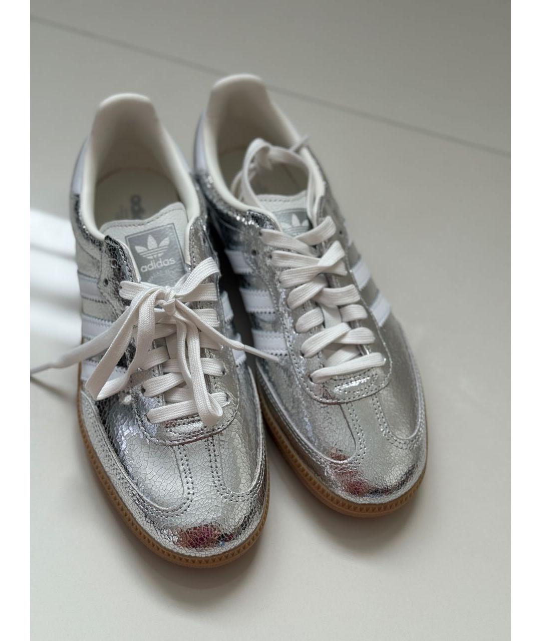 ADIDAS Серебряные кожаные кеды, фото 3