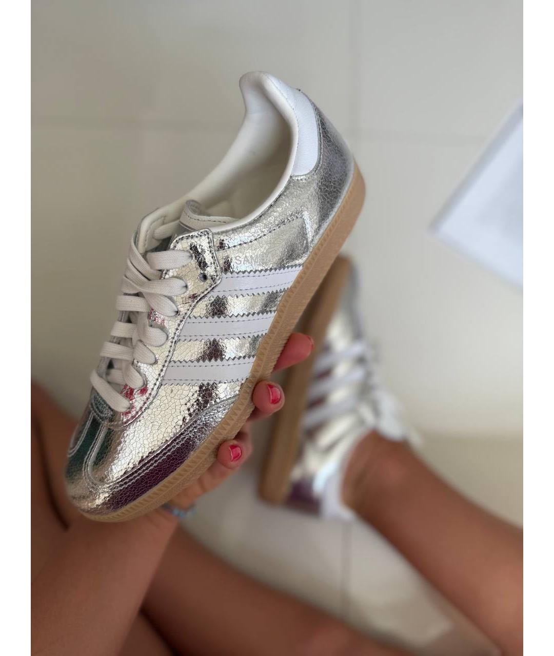ADIDAS Серебряные кожаные кеды, фото 8