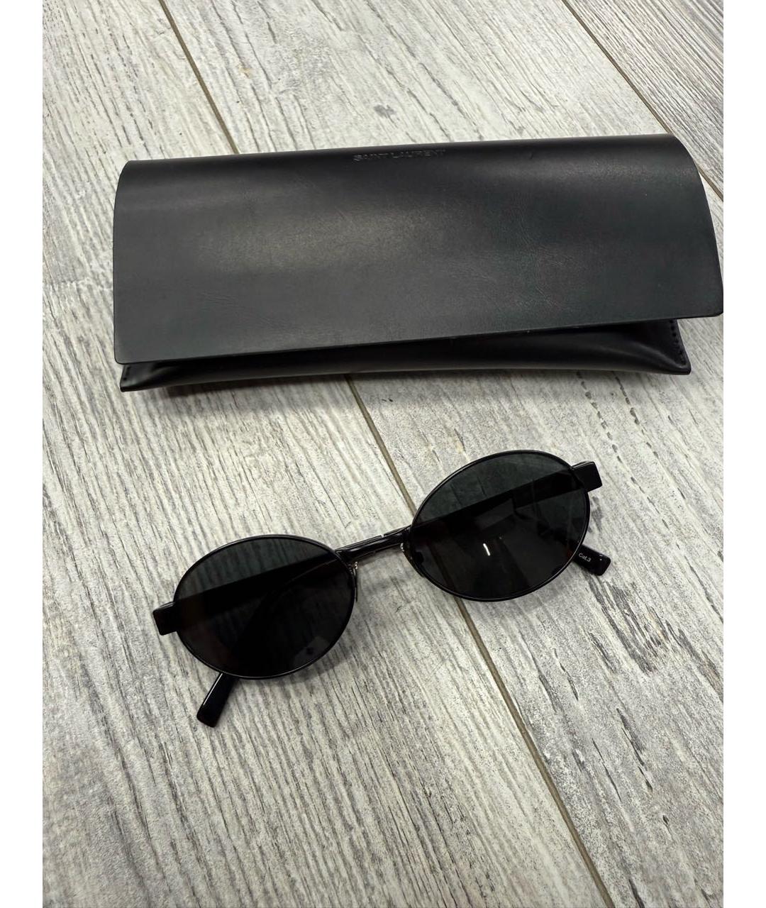 SAINT LAURENT Черные металлические солнцезащитные очки, фото 2