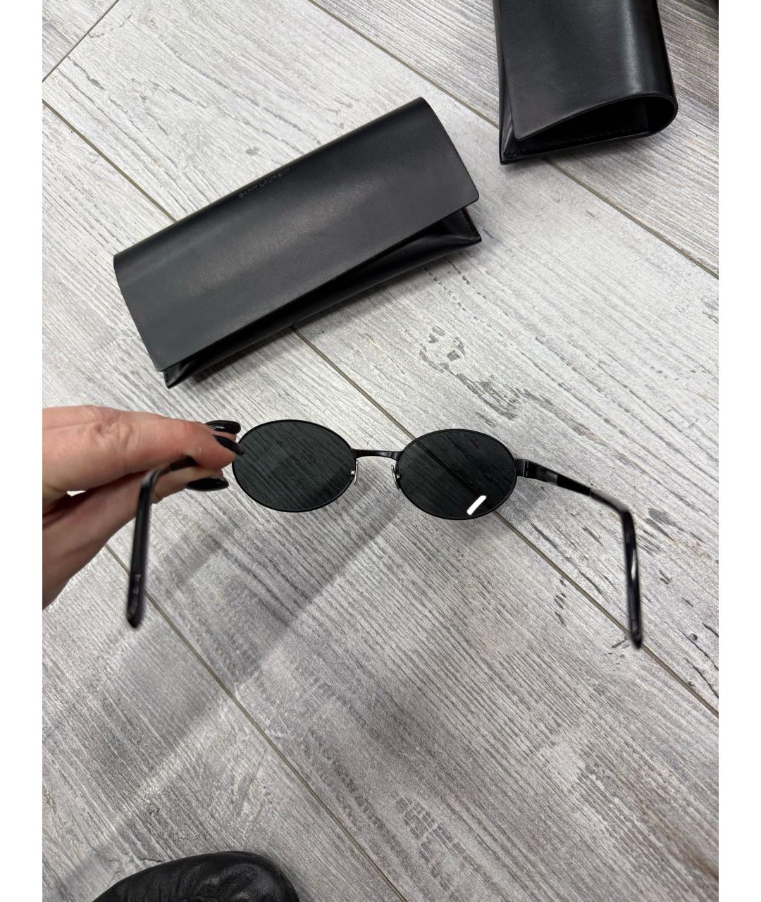 SAINT LAURENT Черные металлические солнцезащитные очки, фото 5