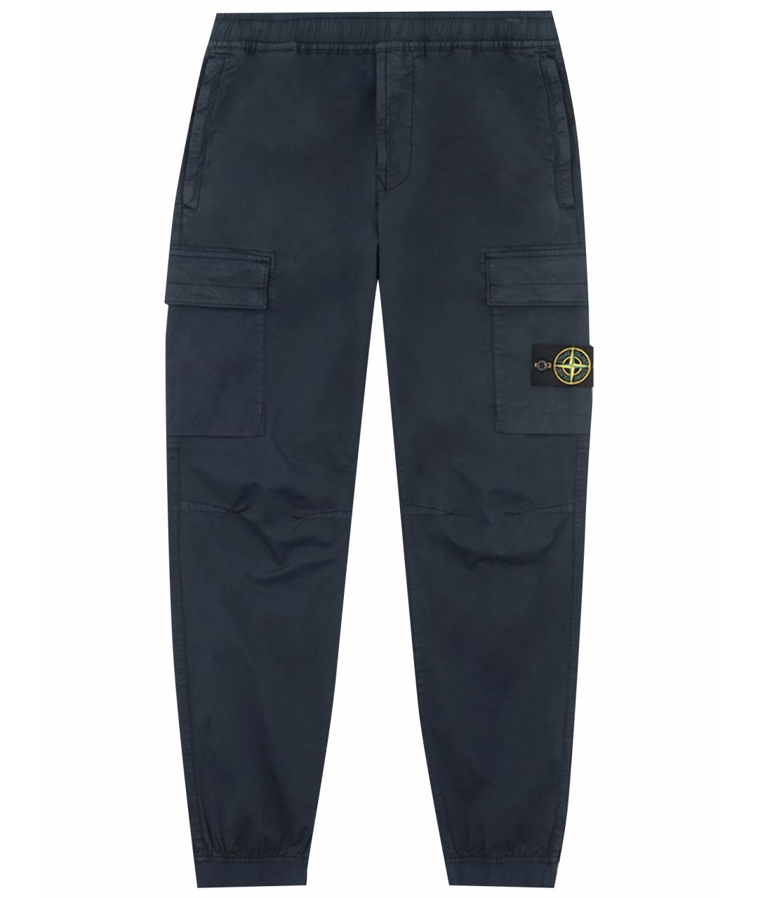 STONE ISLAND Темно-синие хлопко-эластановые повседневные брюки, фото 1