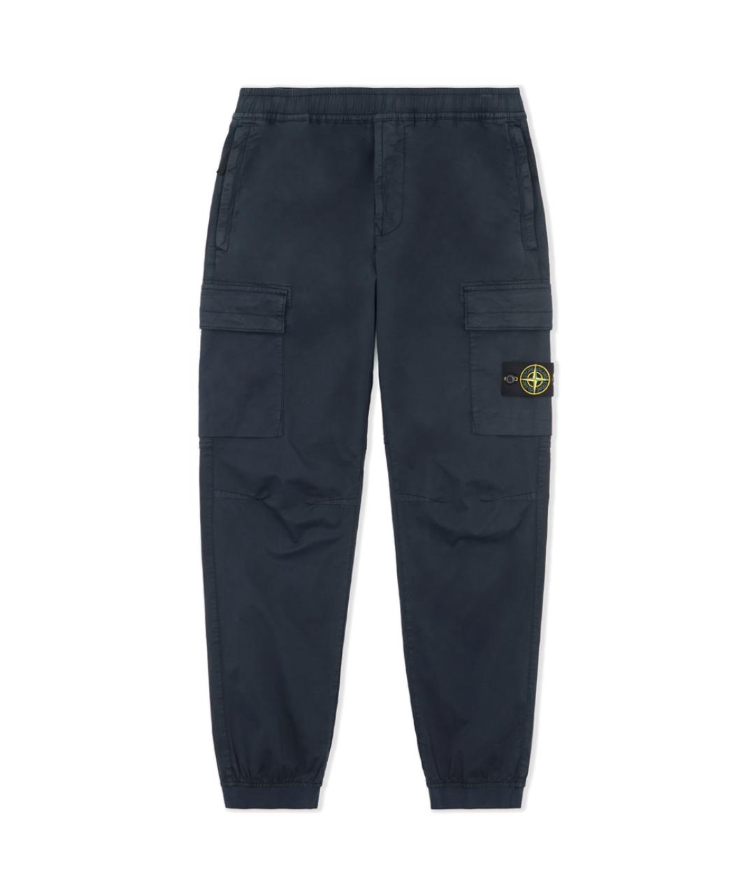 STONE ISLAND Темно-синие хлопко-эластановые повседневные брюки, фото 10