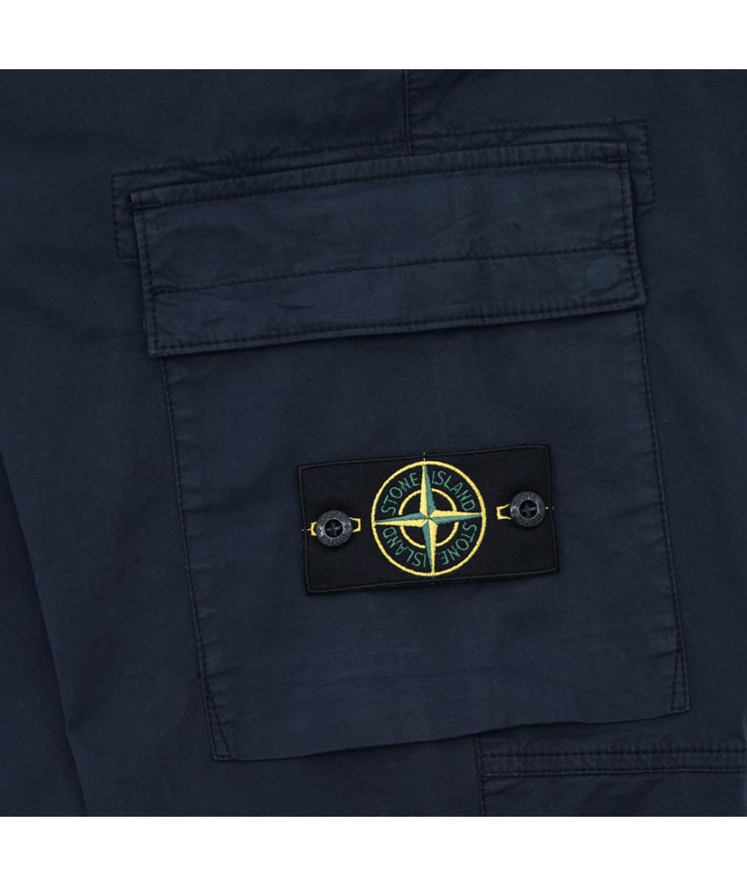 STONE ISLAND Темно-синие хлопко-эластановые повседневные брюки, фото 5