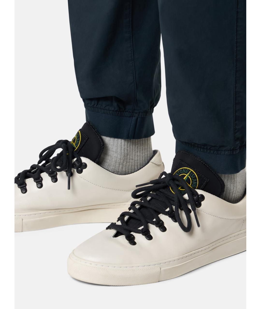 STONE ISLAND Темно-синие хлопко-эластановые повседневные брюки, фото 9