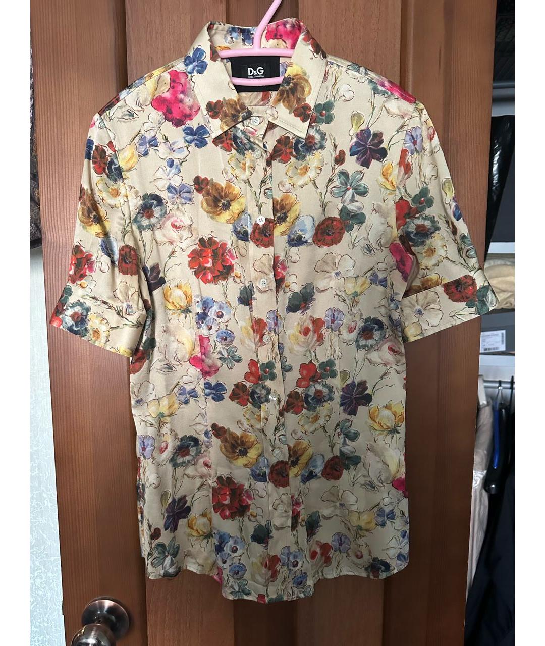 DOLCE&GABBANA Бежевая шелковая рубашка, фото 5