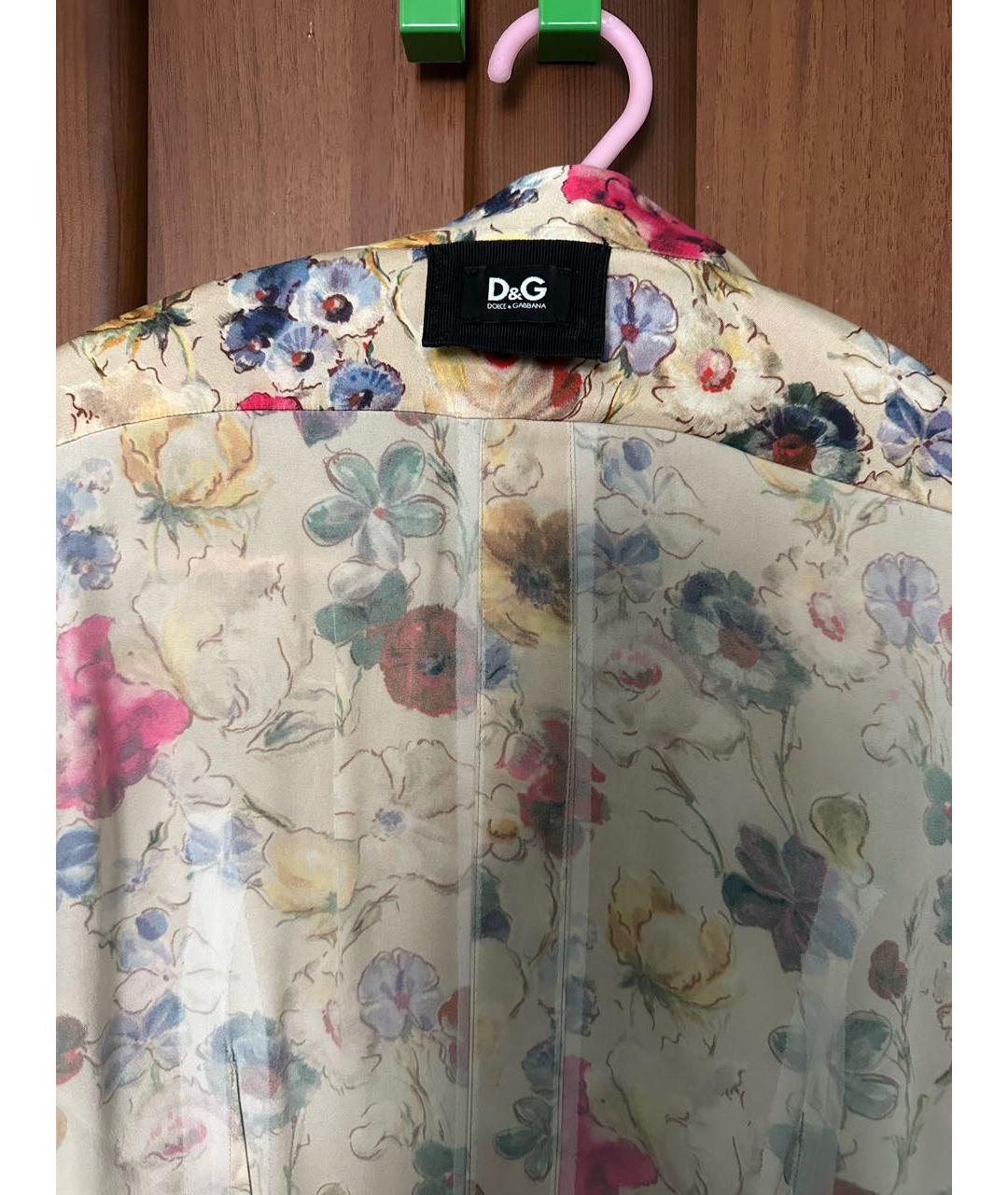 DOLCE&GABBANA Бежевая шелковая рубашка, фото 3