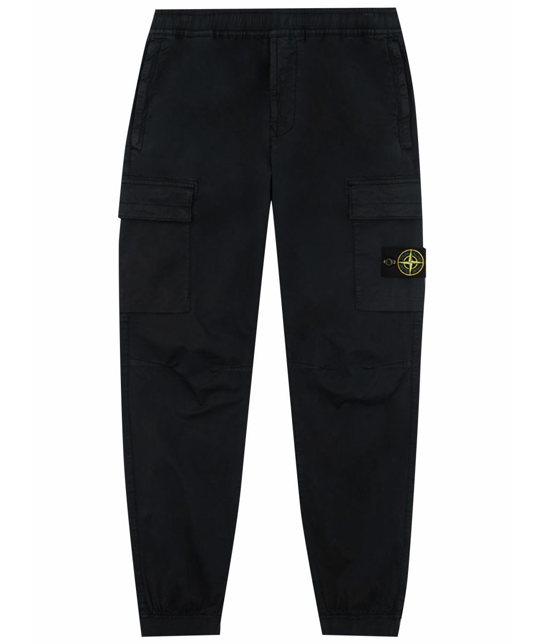 STONE ISLAND Черные хлопко-эластановые повседневные брюки, фото 1