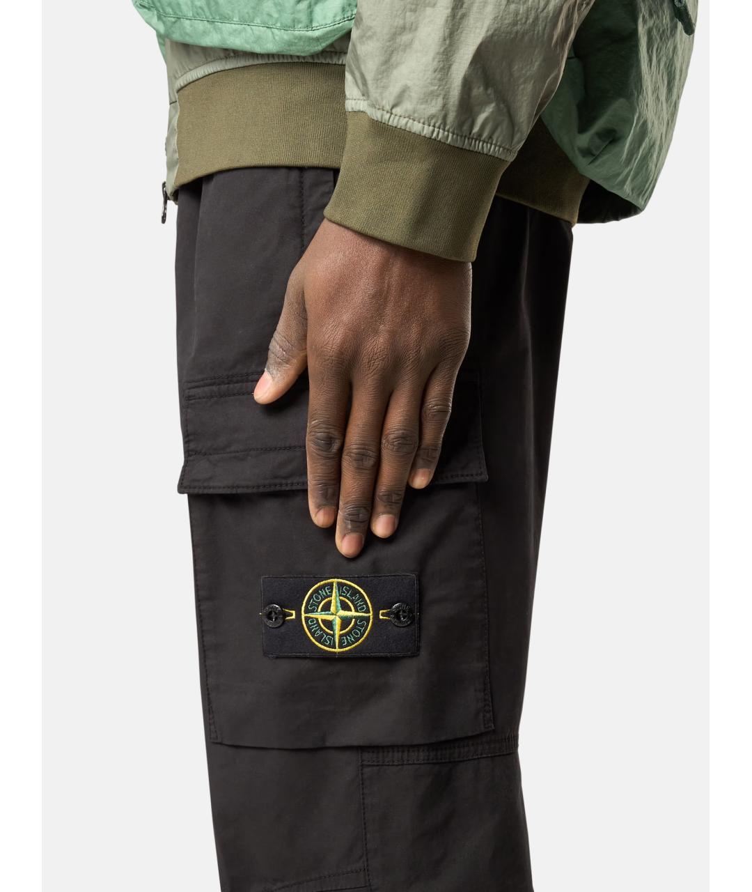 STONE ISLAND Черные хлопко-эластановые повседневные брюки, фото 9