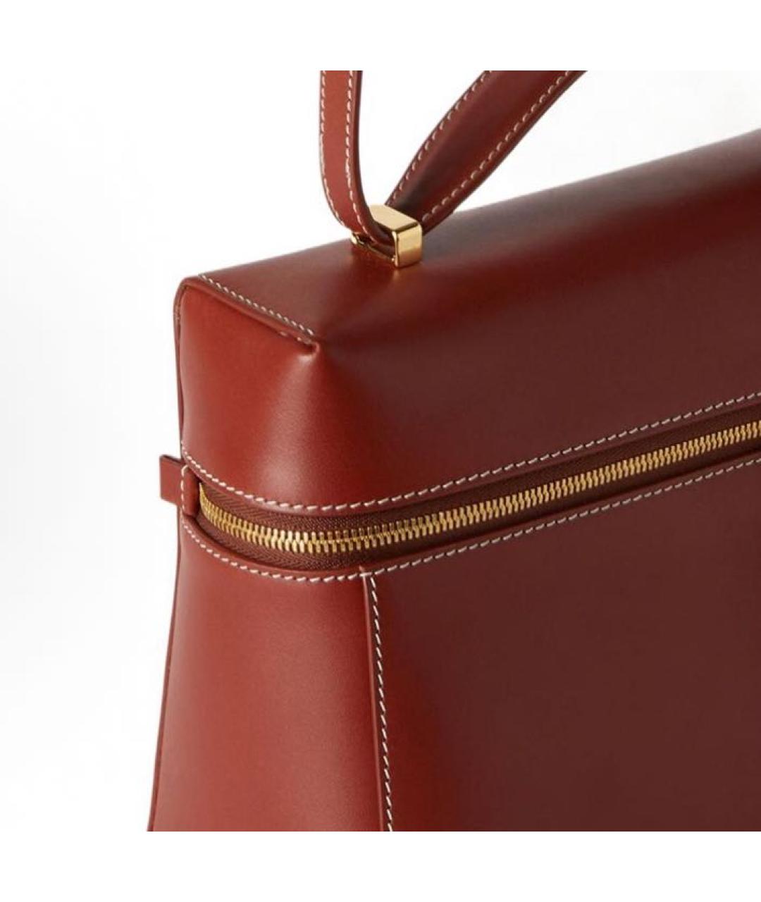 LORO PIANA Коричневая кожаная сумка с короткими ручками, фото 5