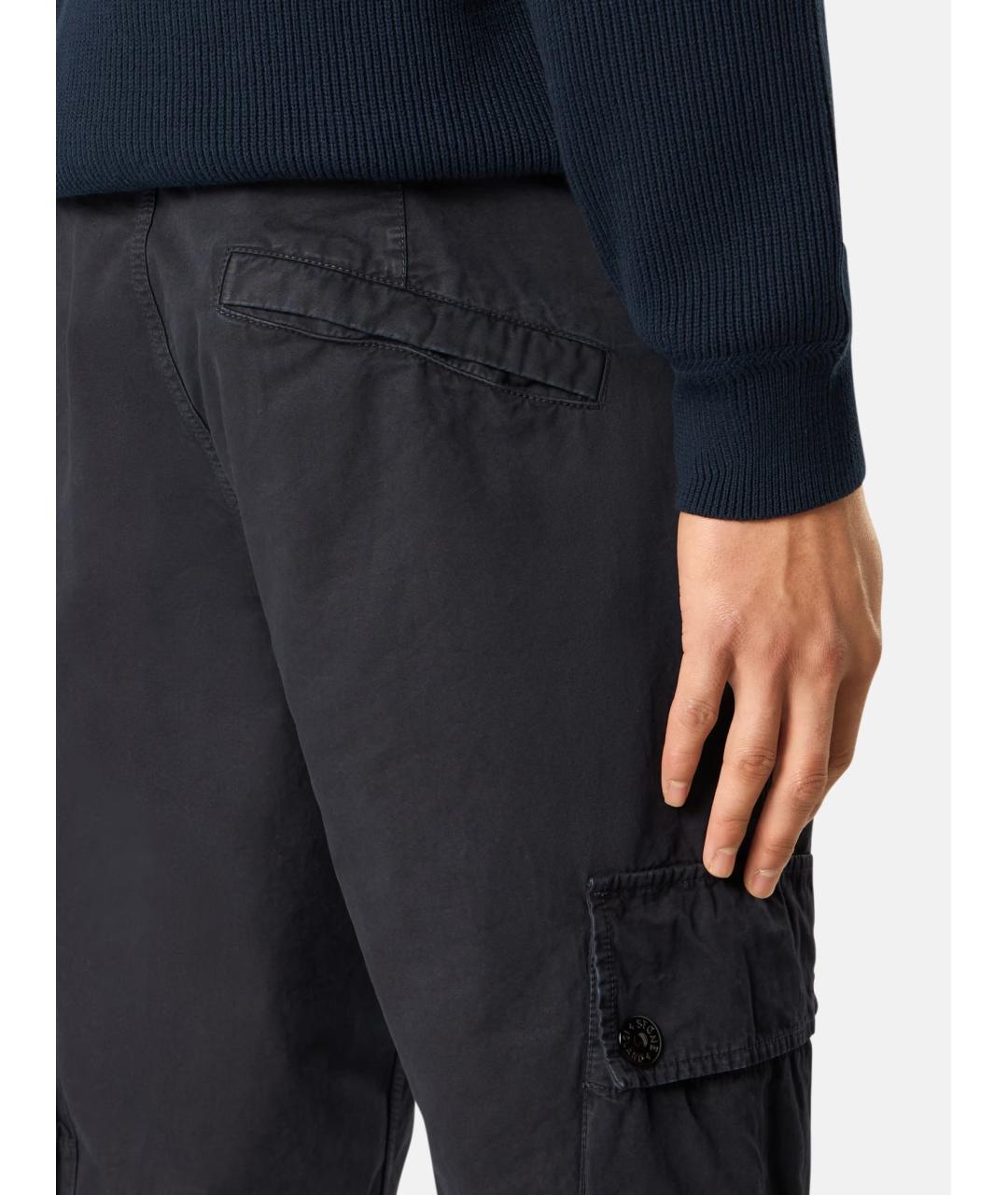 STONE ISLAND Темно-синие хлопковые повседневные брюки, фото 9