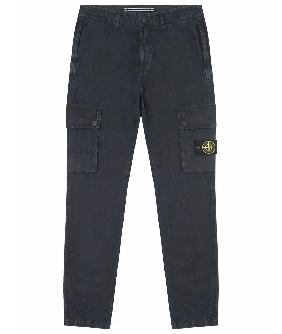 STONE ISLAND Темно-синие хлопковые повседневные брюки, фото 1