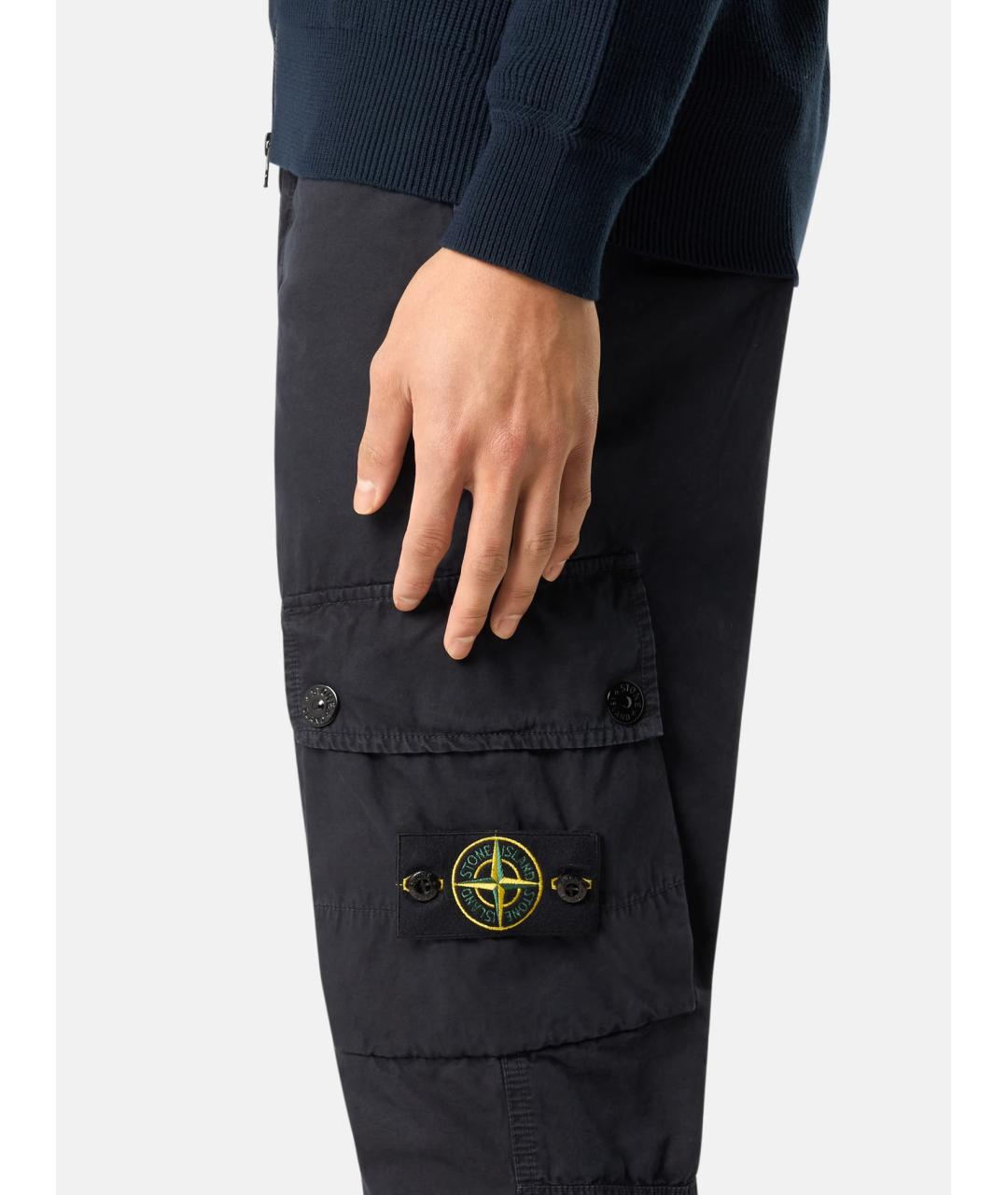 STONE ISLAND Темно-синие хлопковые повседневные брюки, фото 8