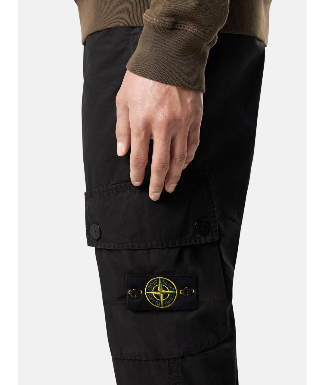 STONE ISLAND Черные хлопковые повседневные брюки, фото 8