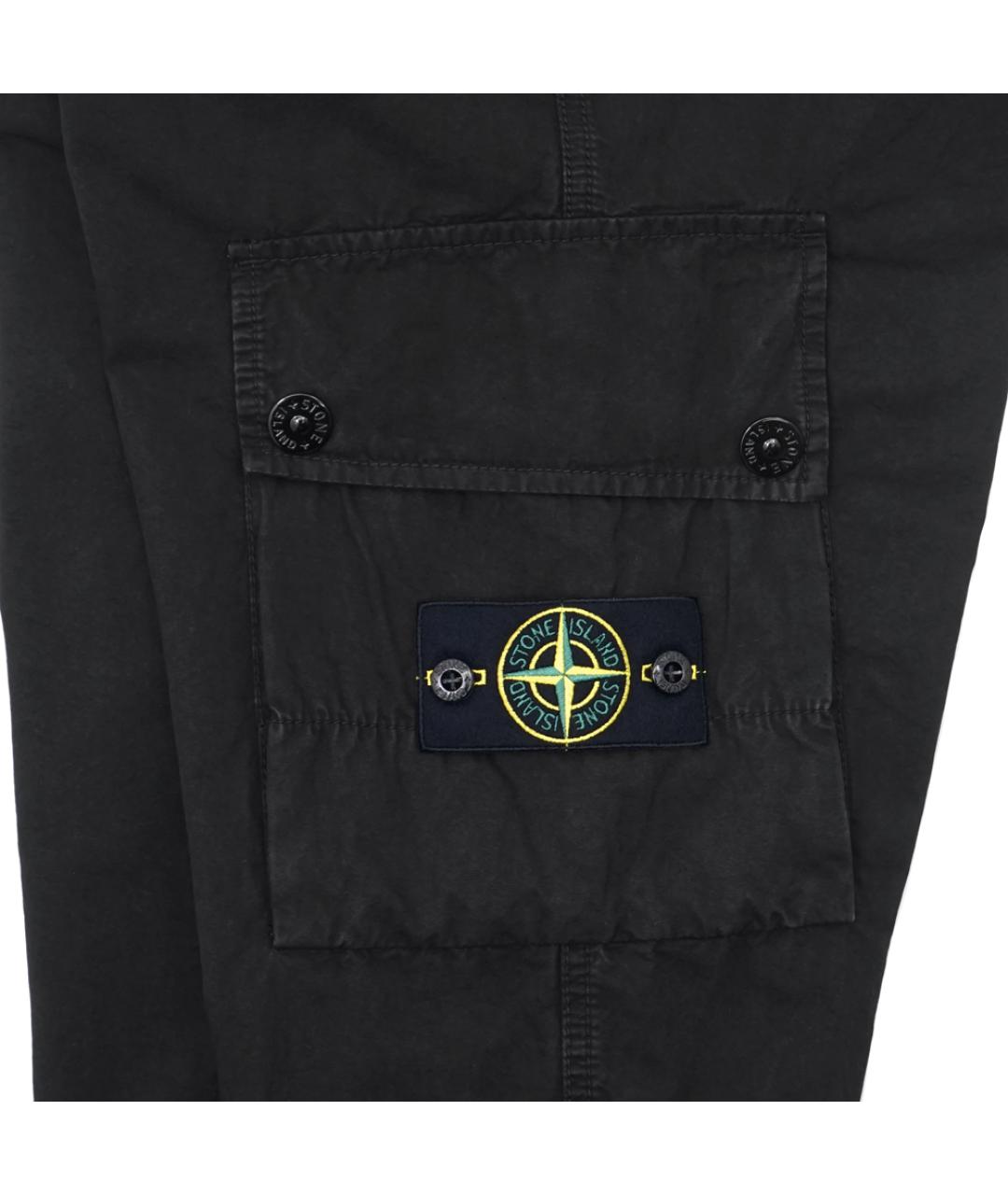 STONE ISLAND Черные хлопковые повседневные брюки, фото 5