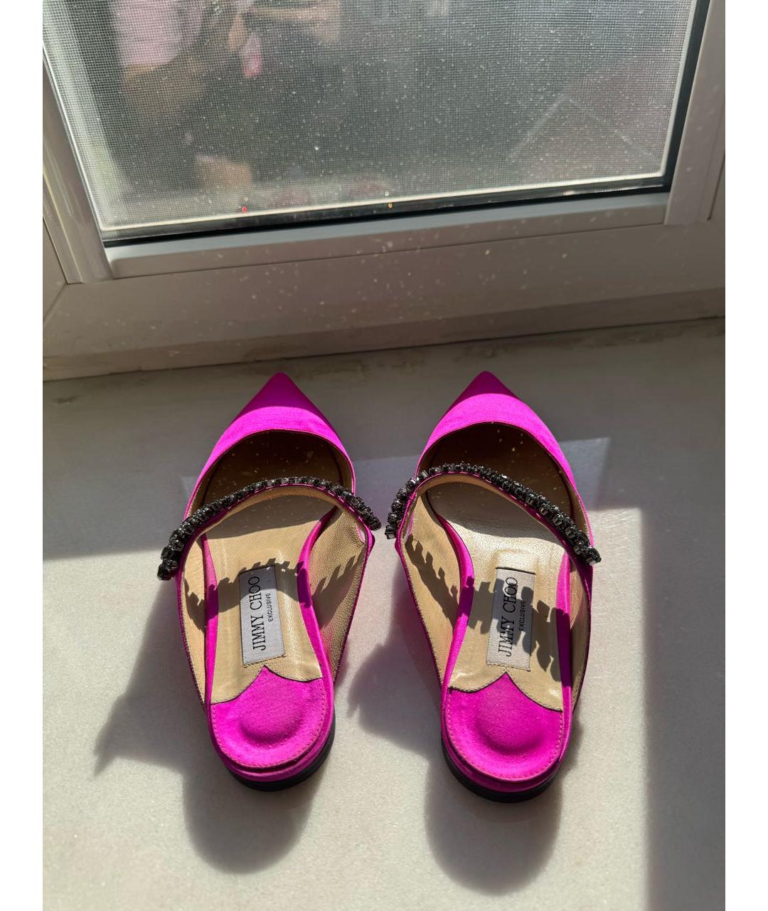 JIMMY CHOO Фуксия текстильные мюли, фото 5