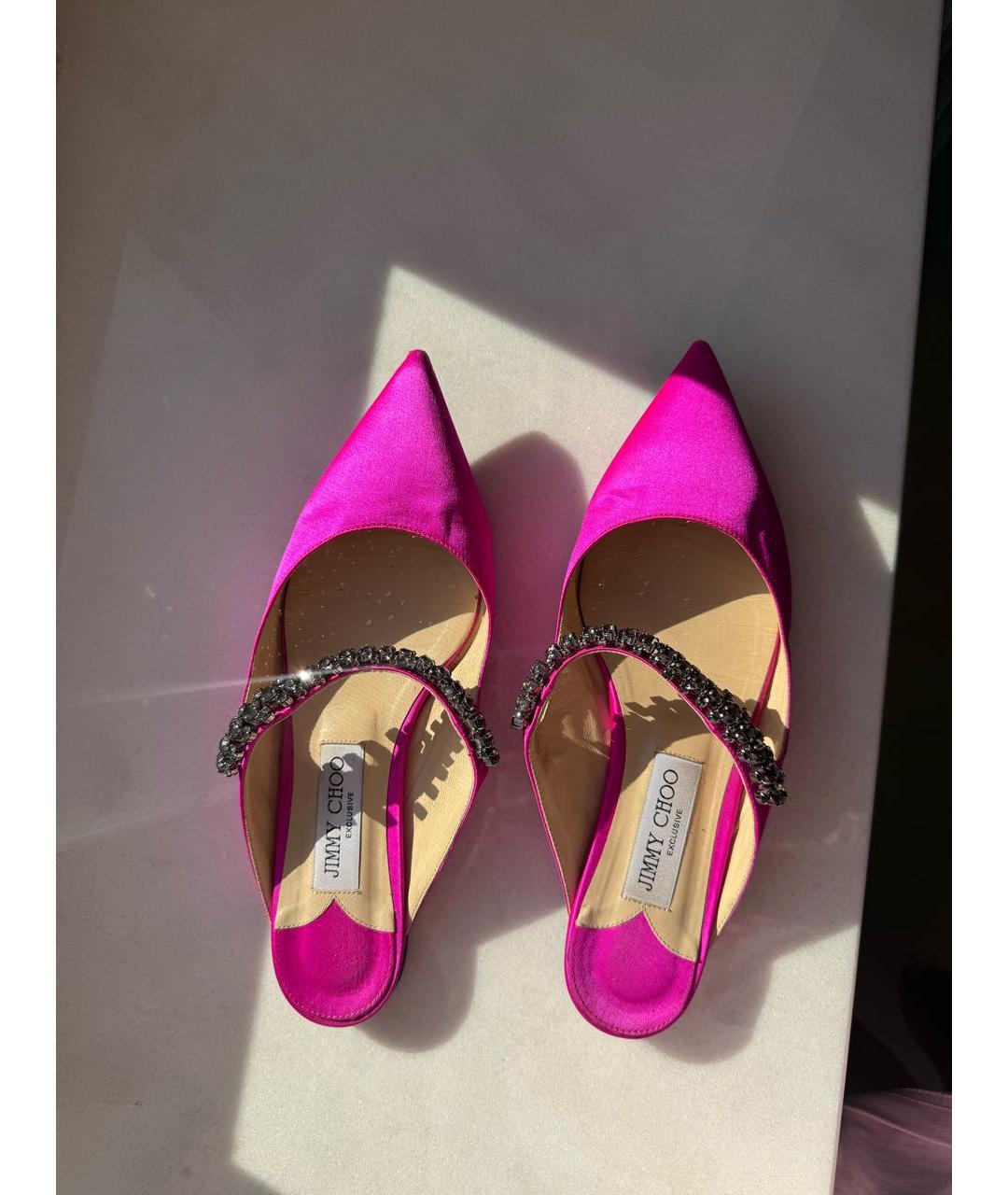 JIMMY CHOO Фуксия текстильные мюли, фото 4