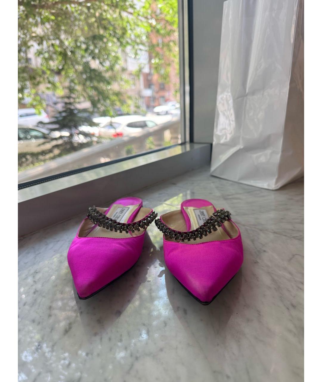 JIMMY CHOO Фуксия текстильные мюли, фото 2