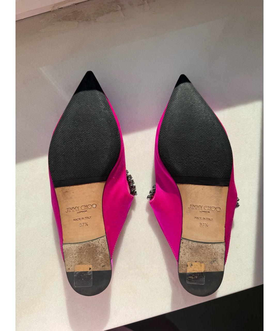 JIMMY CHOO Фуксия текстильные мюли, фото 6