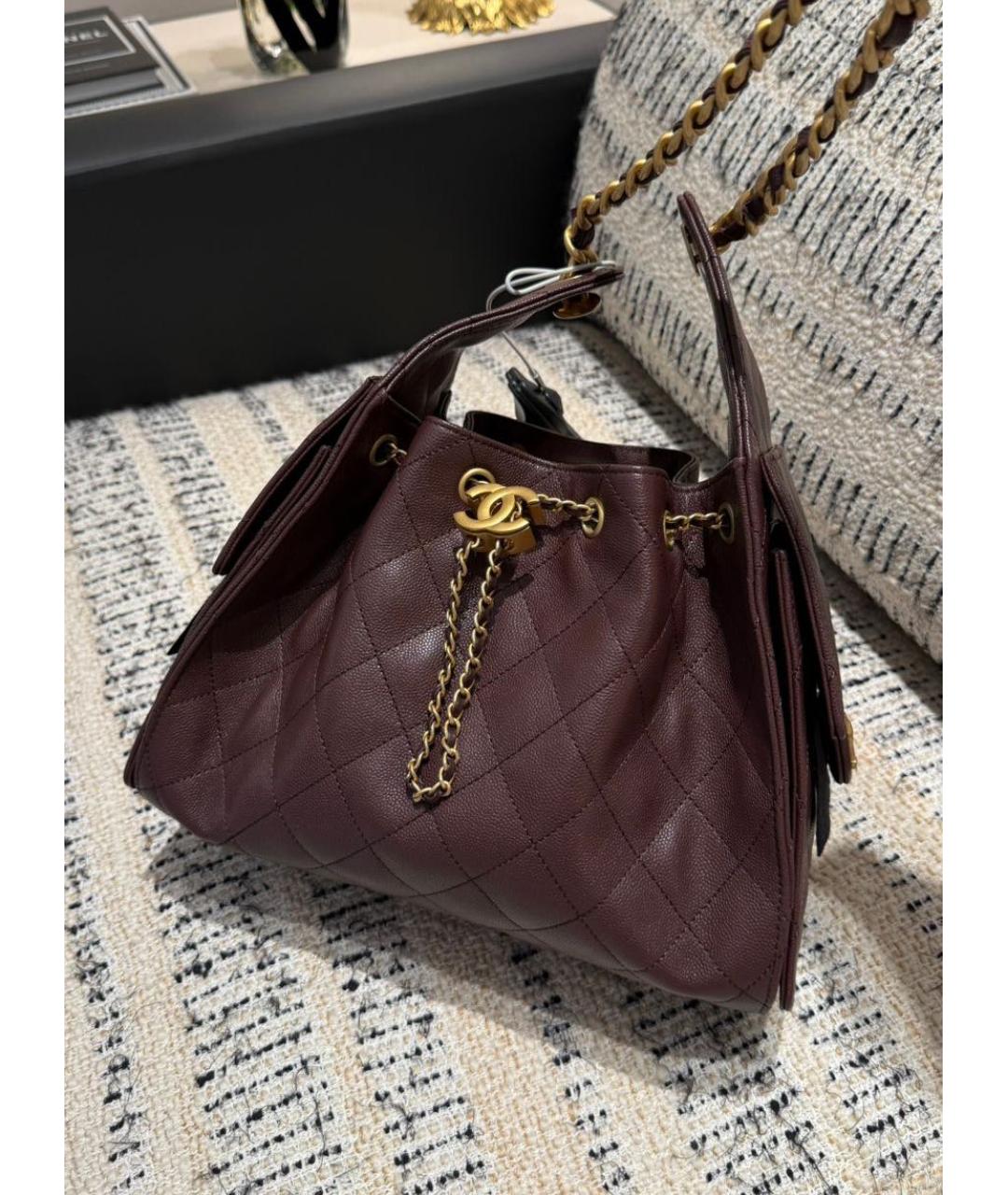 CHANEL Коричневая кожаная сумка тоут, фото 2