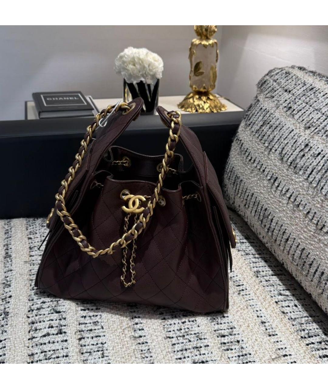 CHANEL Коричневая кожаная сумка тоут, фото 3