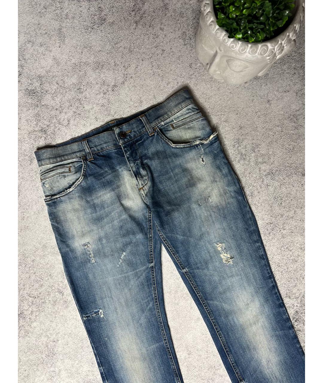 DOLCE&GABBANA Голубые хлопко-эластановые джинсы скинни, фото 3
