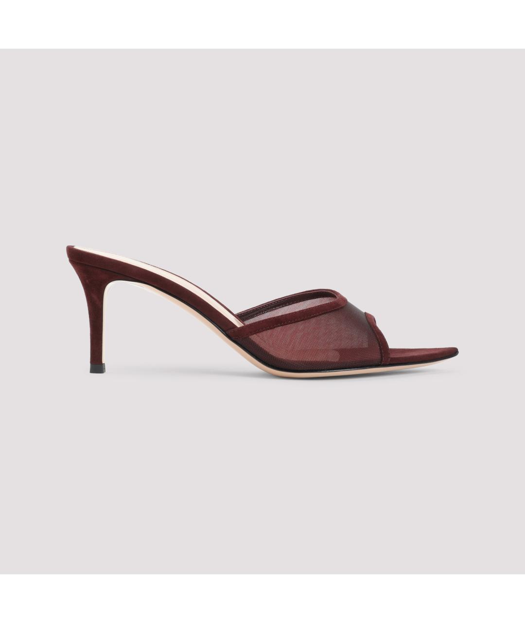 GIANVITO ROSSI Бордовые синтетические мюли, фото 2