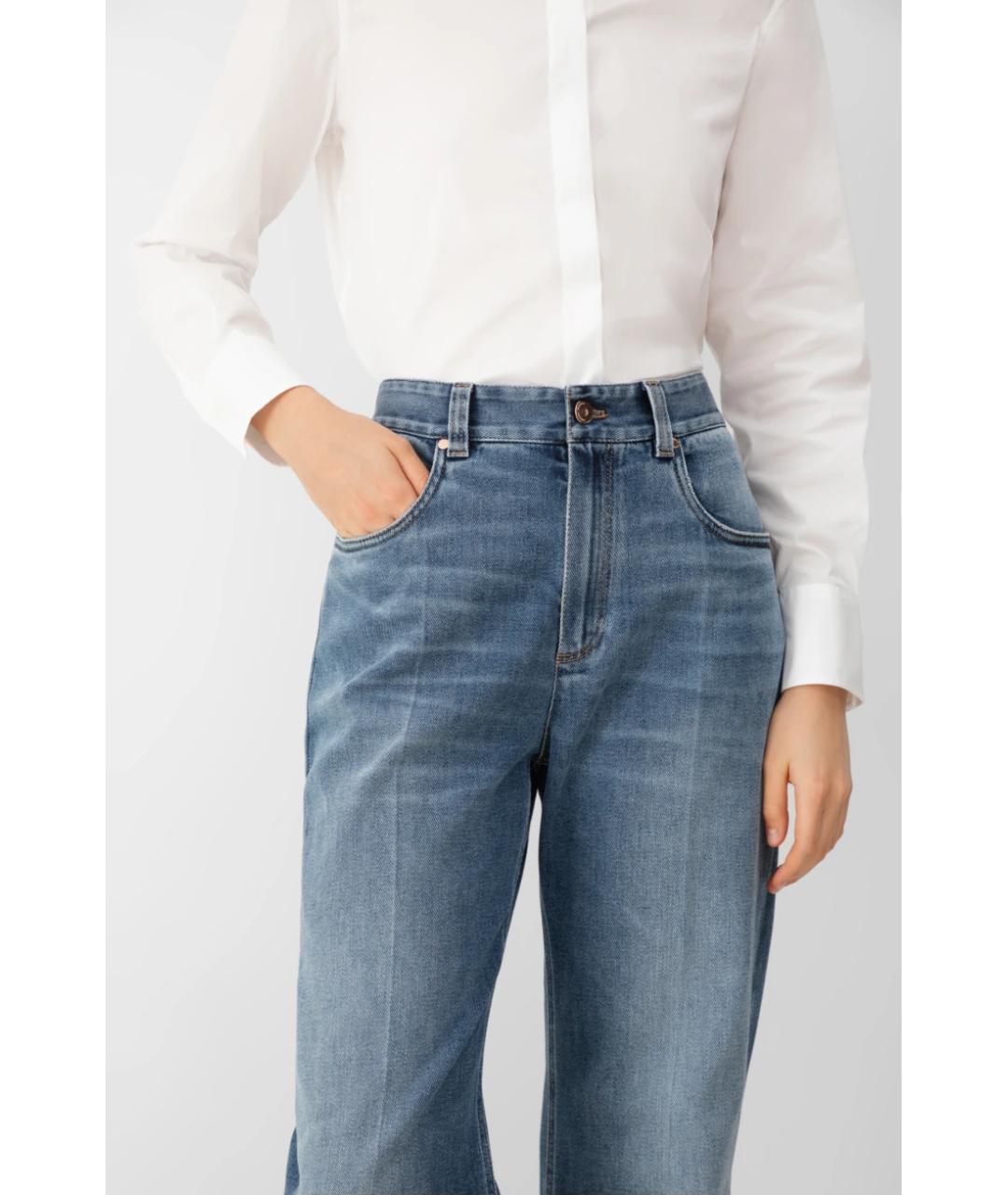 BRUNELLO CUCINELLI Синие хлопковые прямые джинсы, фото 7