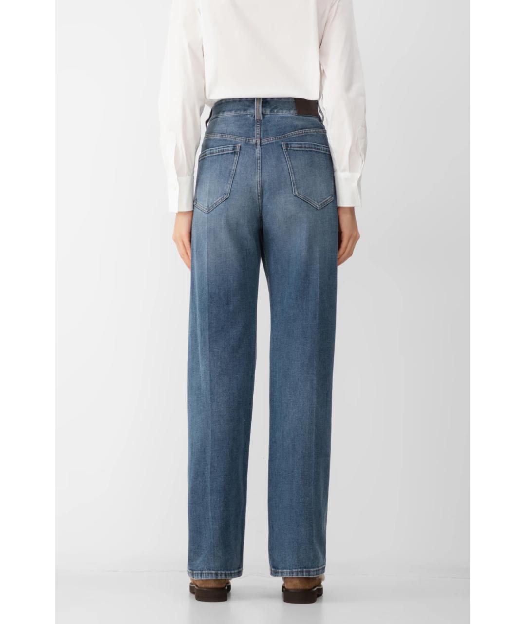 BRUNELLO CUCINELLI Синие хлопковые прямые джинсы, фото 6