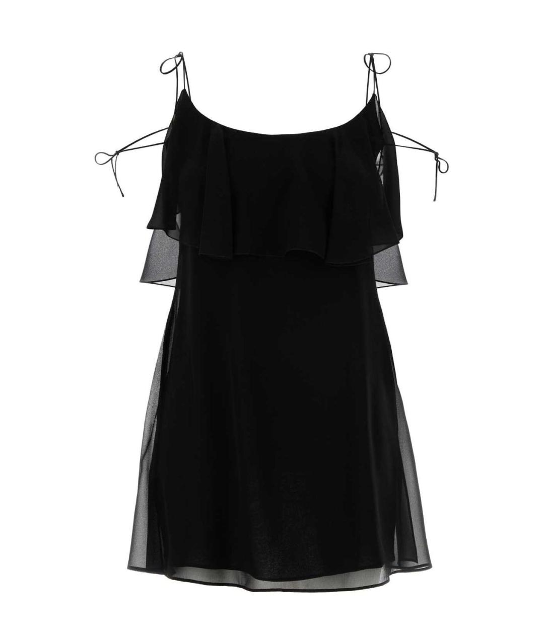 SAINT LAURENT Черное шелковое коктейльное платье, фото 1