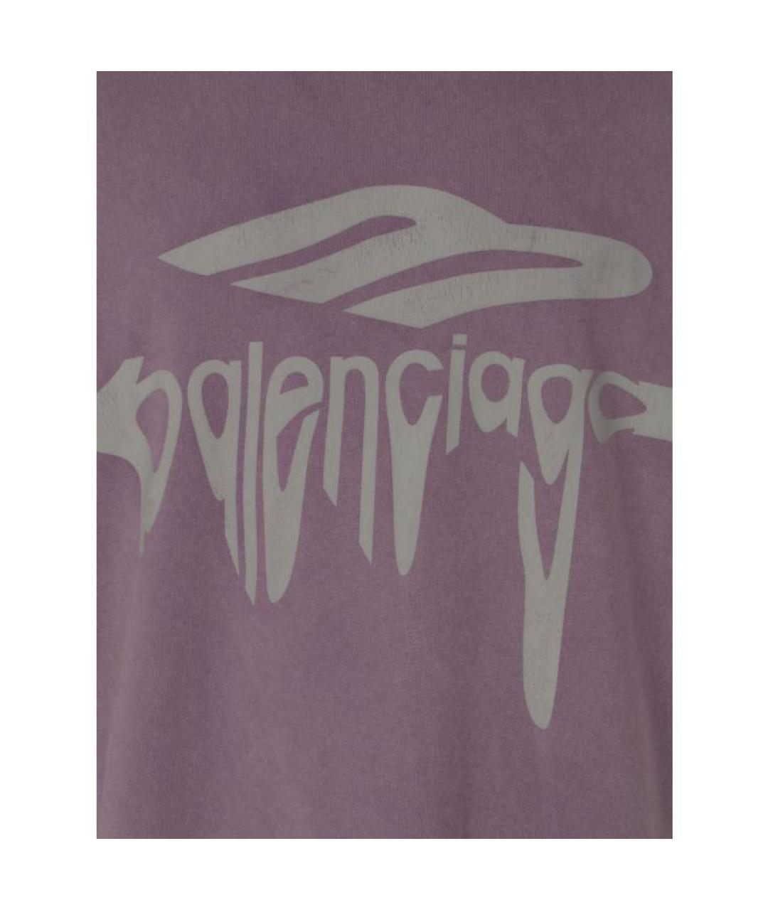 BALENCIAGA Фиолетовая хлопковая футболка, фото 3