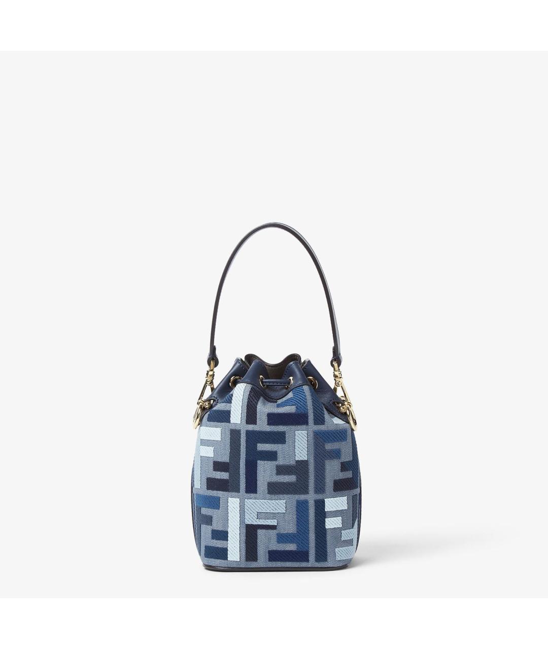 FENDI Синяя жаккардовая сумка тоут, фото 4