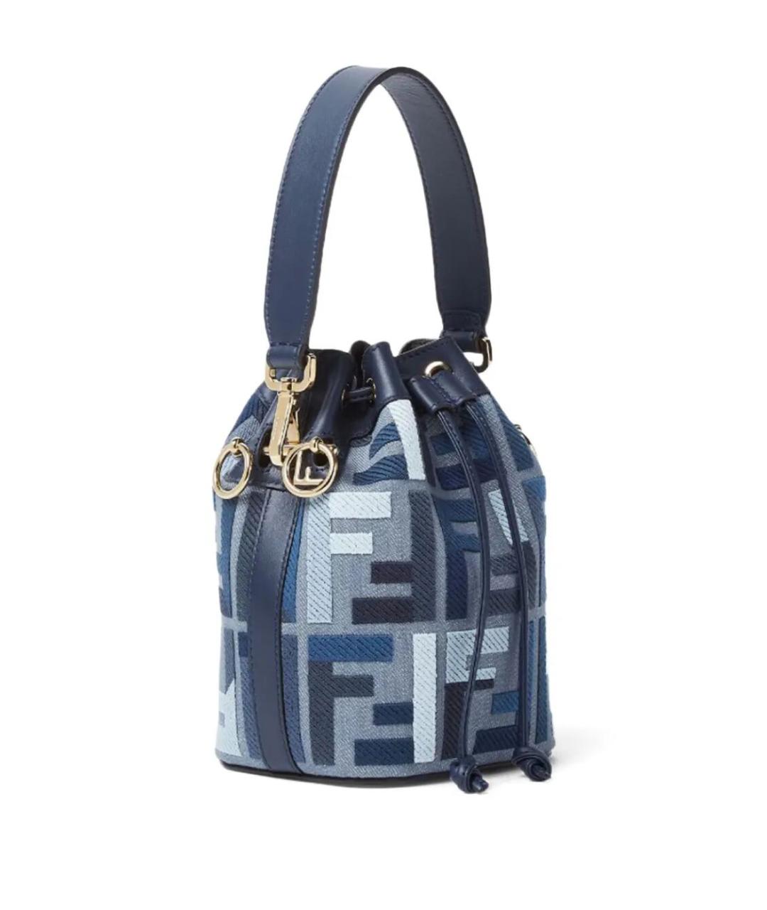 FENDI Синяя жаккардовая сумка тоут, фото 3
