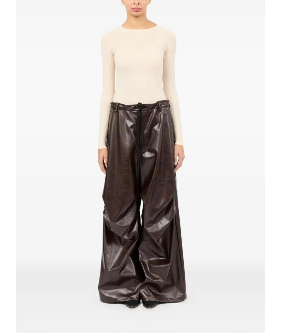MM6 MAISON MARGIELA Бордовые вискозные прямые брюки, фото 2