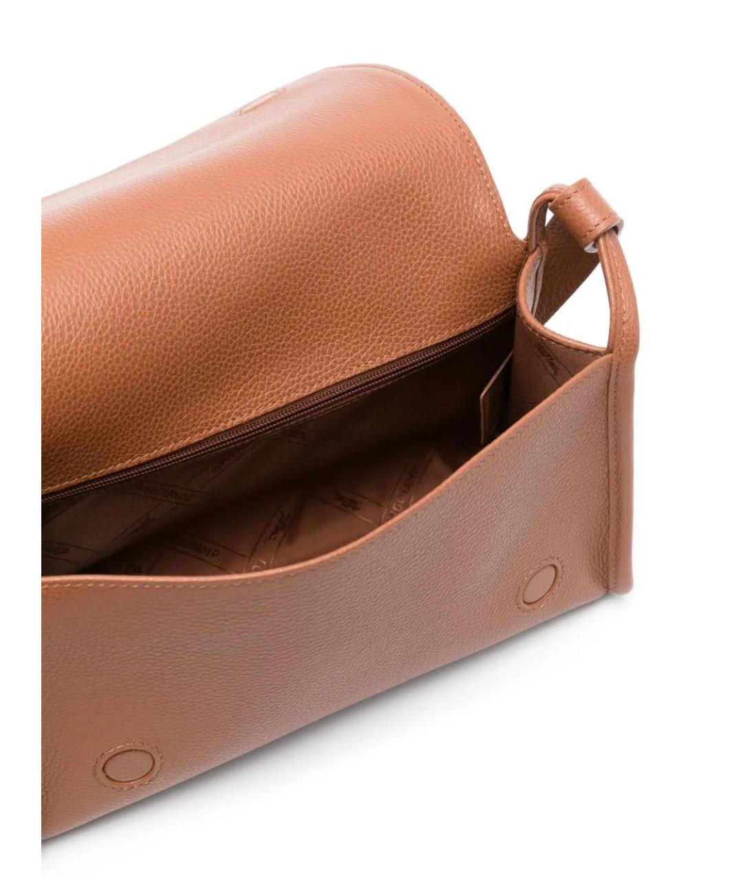 LONGCHAMP Коричневая кожаная сумка через плечо, фото 5
