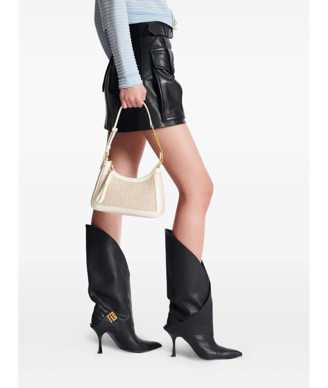 BALMAIN Бежевая тканевая сумка через плечо, фото 3