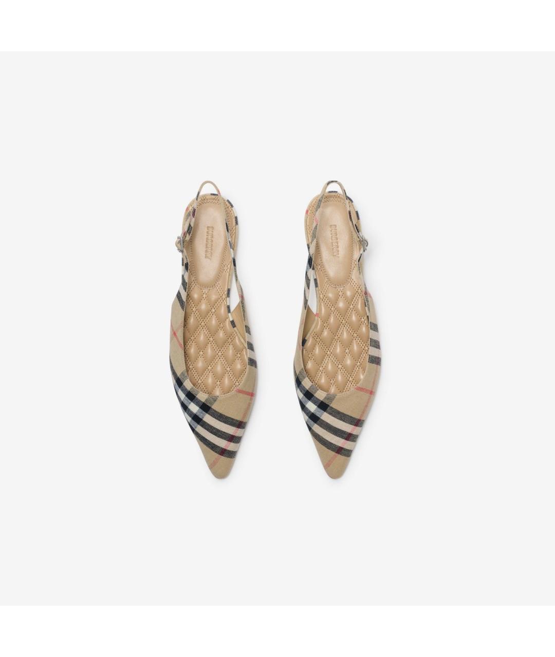 BURBERRY Бежевые текстильные балетки, фото 4