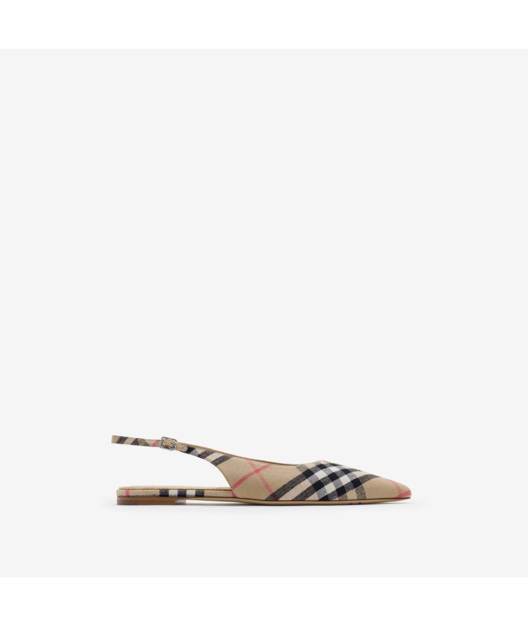 BURBERRY Бежевые текстильные балетки, фото 5