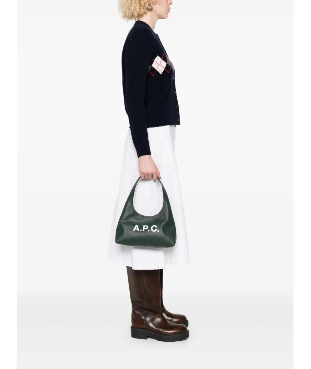 A.P.C. Зеленая синтетическая сумка через плечо, фото 4