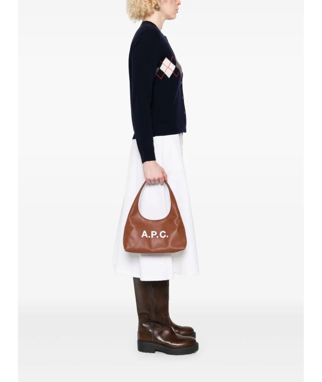 A.P.C. Коричневая синтетическая сумка через плечо, фото 3