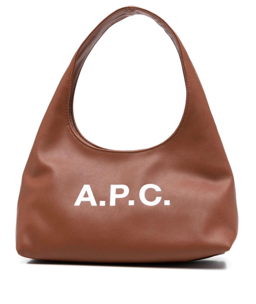 A.P.C. Коричневая синтетическая сумка через плечо, фото 1