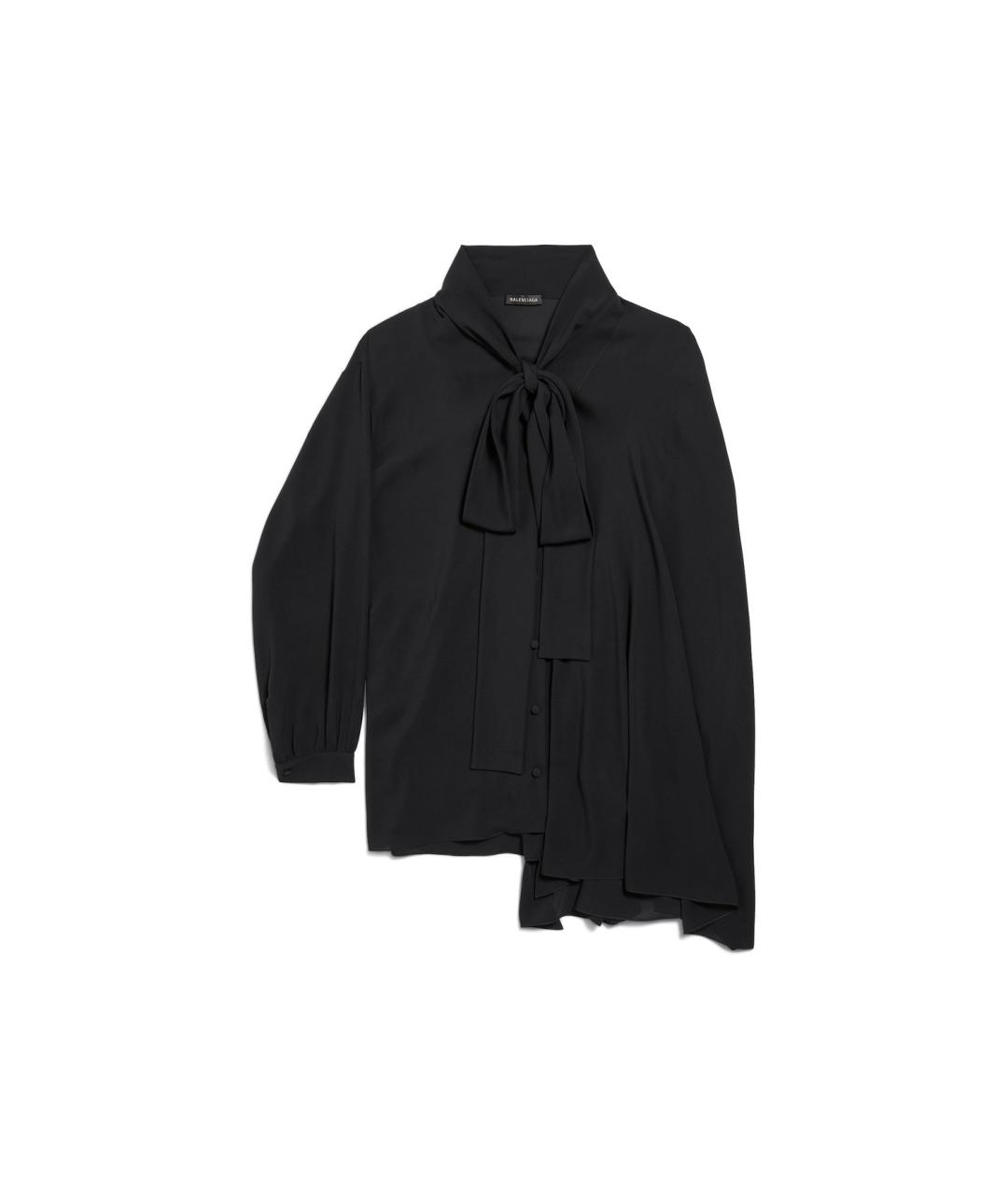 BALENCIAGA Черная шелковая блузы, фото 1