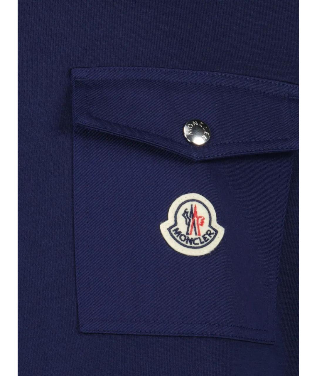 MONCLER Синяя хлопковая футболка, фото 3