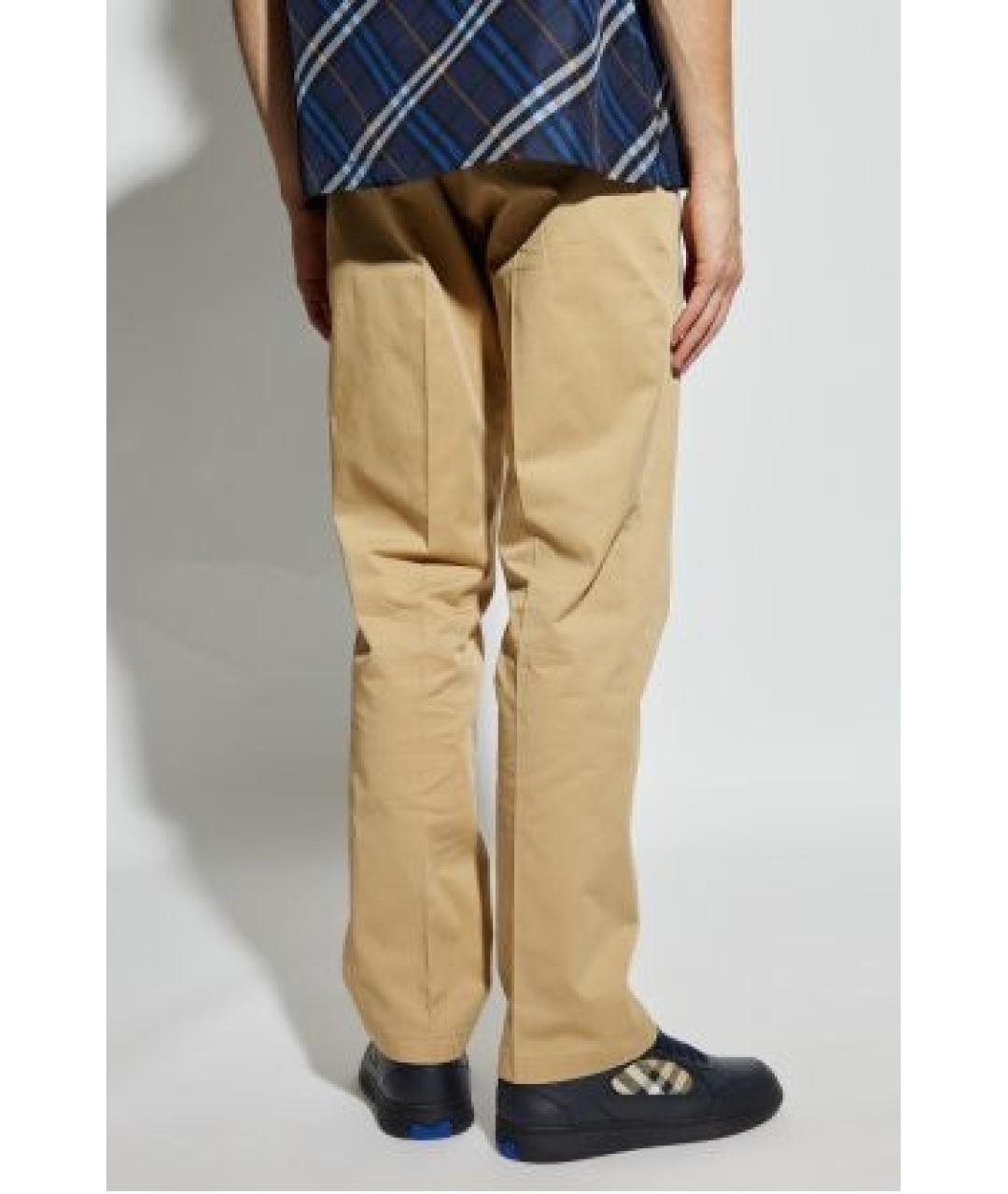 BURBERRY Бежевые хлопковые повседневные брюки, фото 4