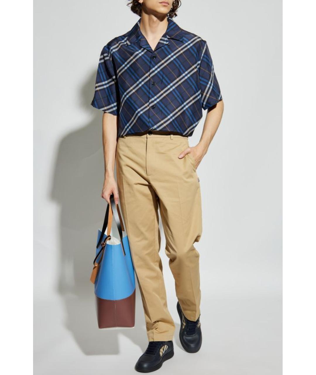 BURBERRY Бежевые хлопковые повседневные брюки, фото 2